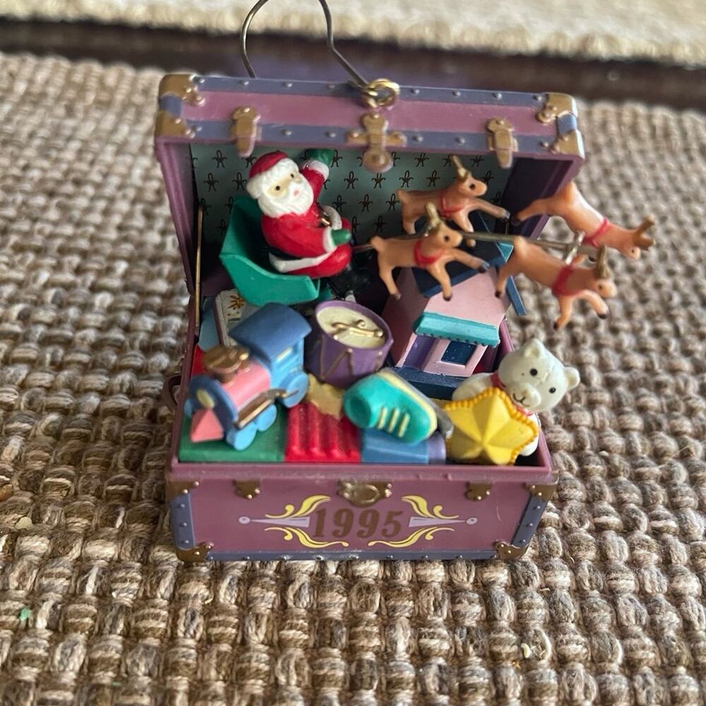 Vintage Enesco toy chest Christmas ornament 1995